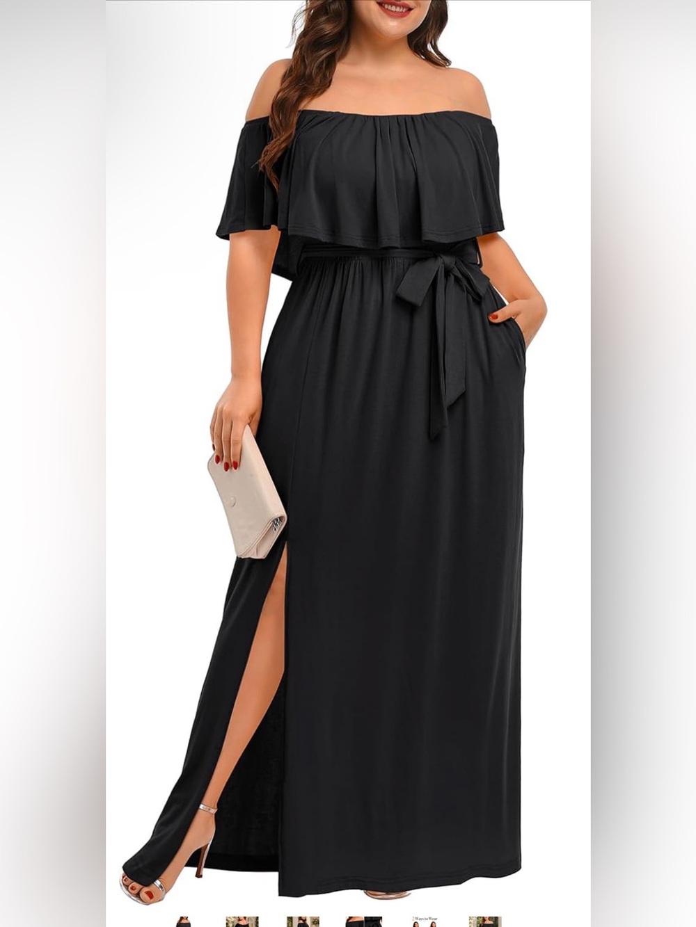 Plus Size Off The Shoulder Maxi Long Casual Beach Dress Pockets Women size 16w